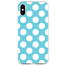 DistinctInk® Clear Shockproof Hybrid Case for Apple iPhone / Samsung Galaxy / Google Pixel - White & Blue Polka Dots