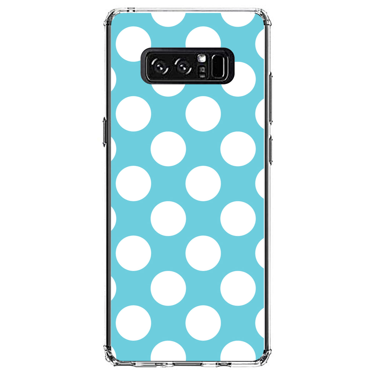 White & Blue Polka Dots Clear Shockproof iPhone Case, view 12