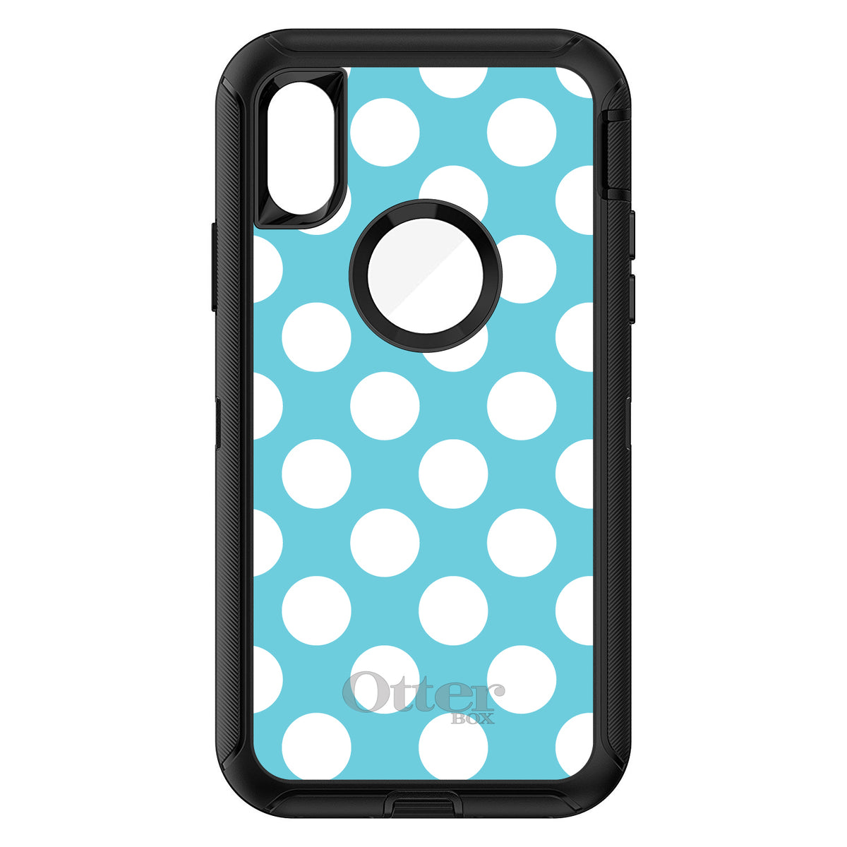 White & Blue Polka Dots OtterBox Defender Case for iPhone & Galaxy, view 3