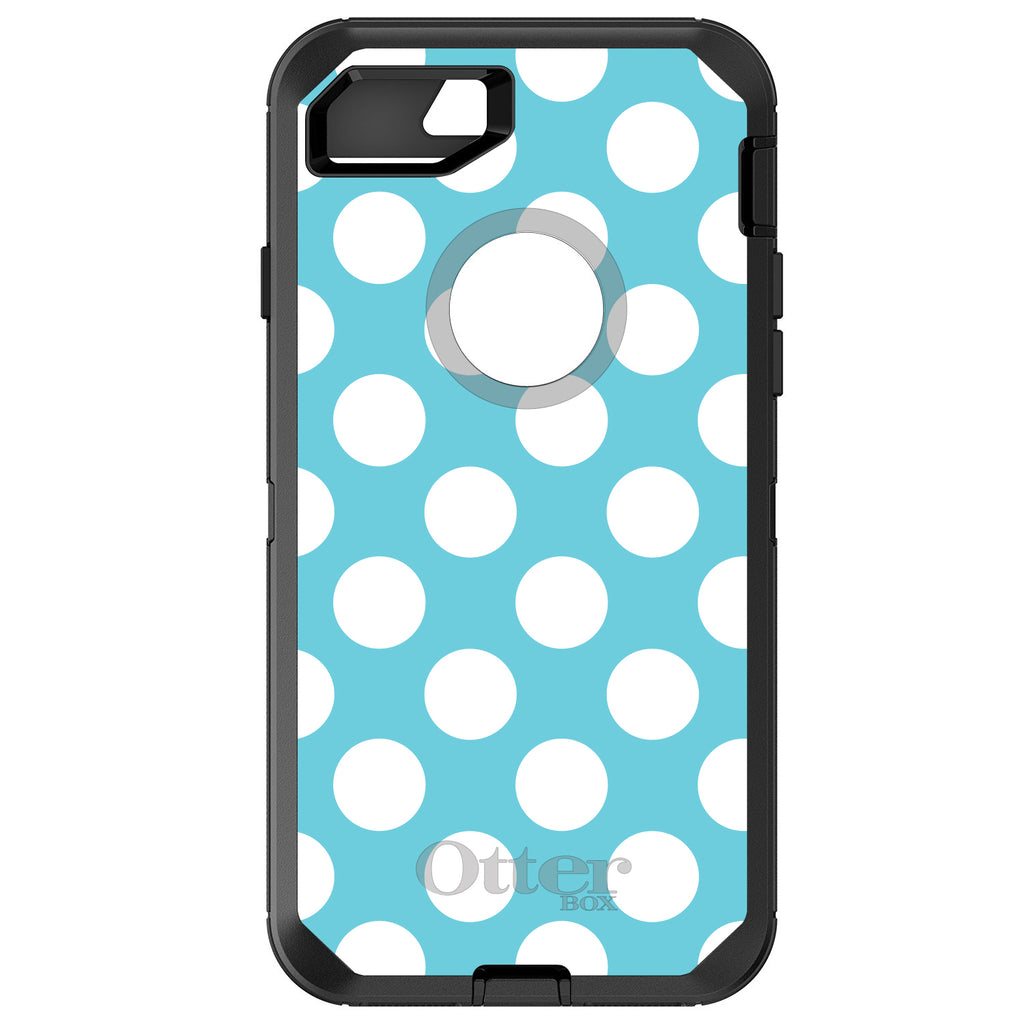 White & Blue Polka Dots OtterBox Defender Case for iPhone & Galaxy