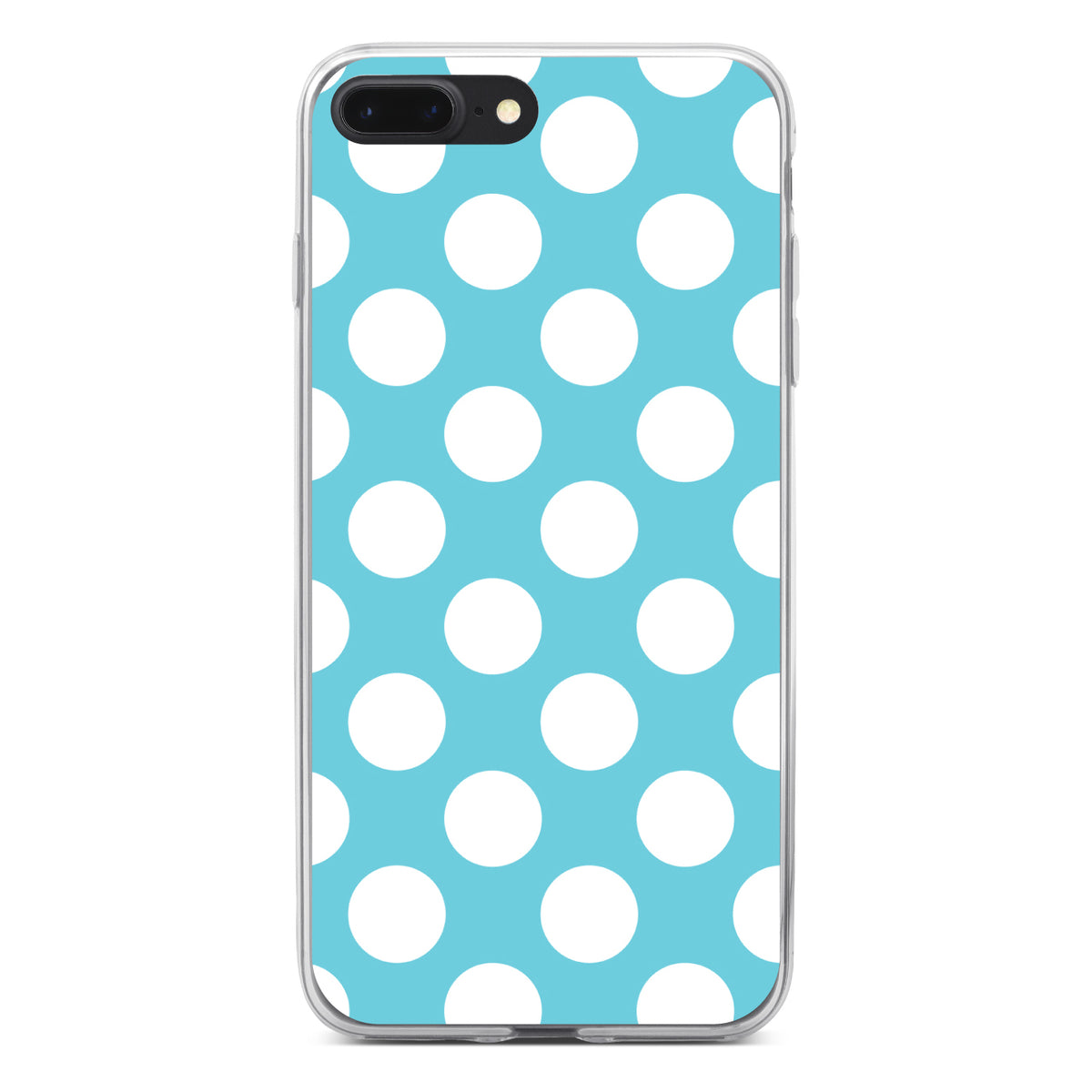 White & Blue Polka Dots Clear Shockproof iPhone Case, view 6