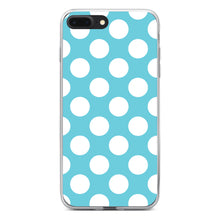 DistinctInk® Clear Shockproof Hybrid Case for Apple iPhone / Samsung Galaxy / Google Pixel - White & Blue Polka Dots