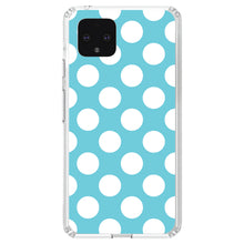 DistinctInk® Clear Shockproof Hybrid Case for Apple iPhone / Samsung Galaxy / Google Pixel - White & Blue Polka Dots