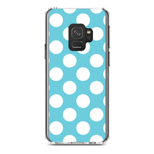DistinctInk® Clear Shockproof Hybrid Case for Apple iPhone / Samsung Galaxy / Google Pixel - White & Blue Polka Dots