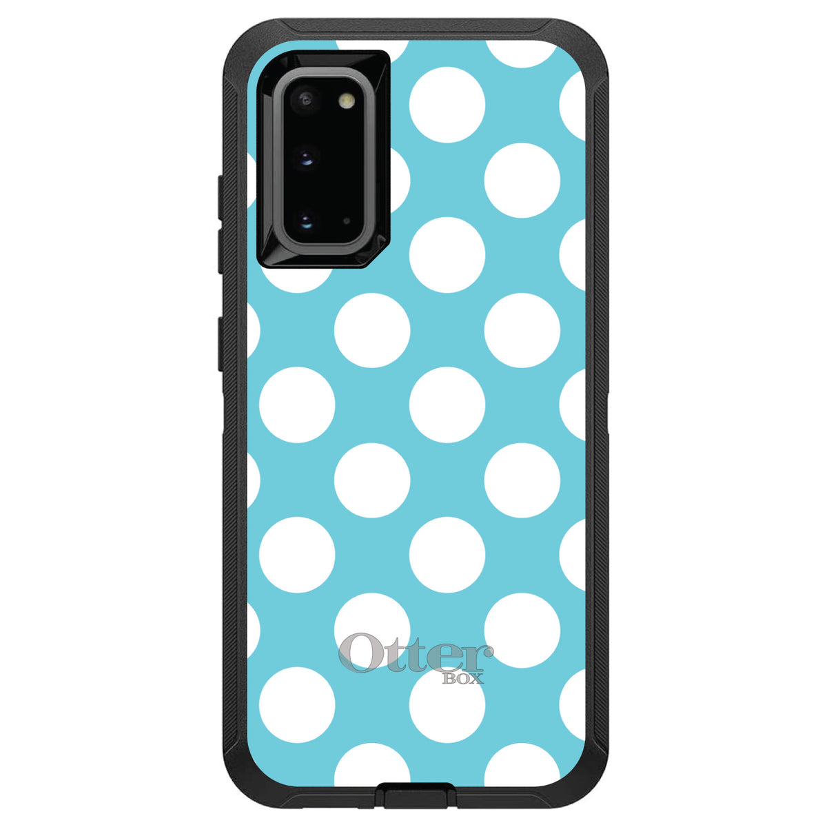 White & Blue Polka Dots OtterBox Defender Case for iPhone & Galaxy, view 8