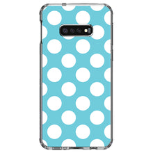 DistinctInk® Clear Shockproof Hybrid Case for Apple iPhone / Samsung Galaxy / Google Pixel - White & Blue Polka Dots
