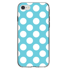 DistinctInk® Clear Shockproof Hybrid Case for Apple iPhone / Samsung Galaxy / Google Pixel - White & Blue Polka Dots