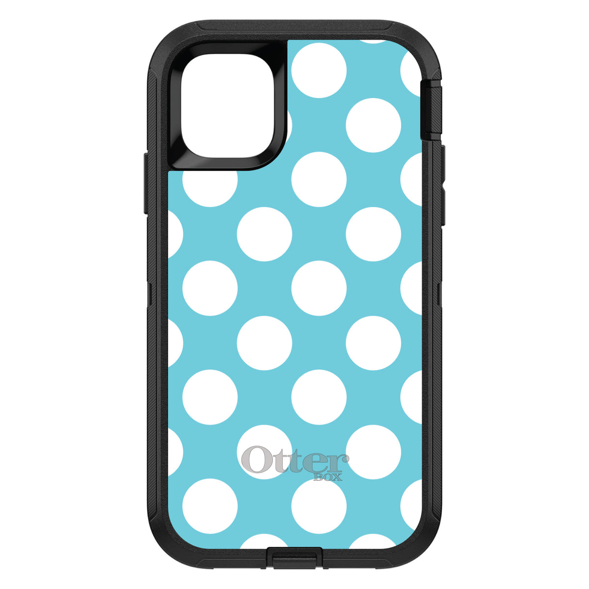 White & Blue Polka Dots OtterBox Defender Case for iPhone & Galaxy, view 2