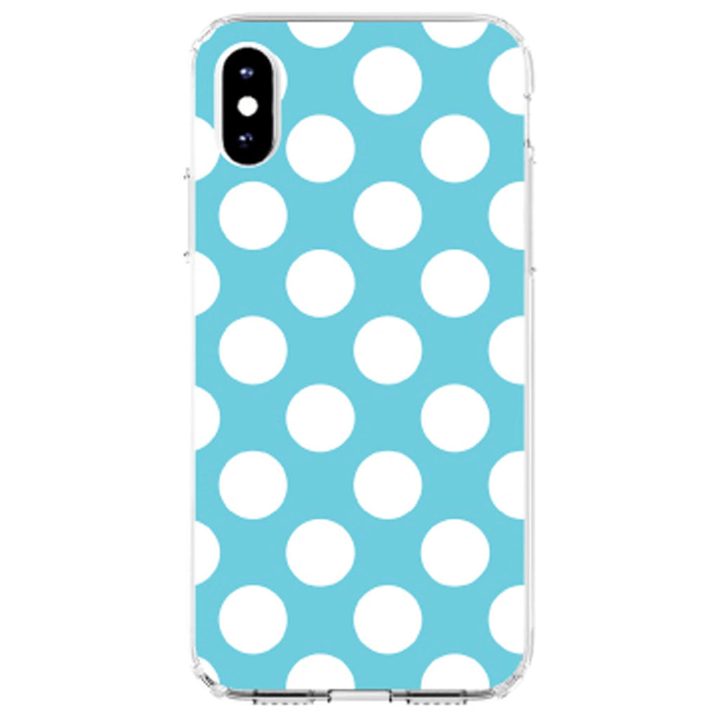 White & Blue Polka Dots Clear Shockproof iPhone Case, view 3