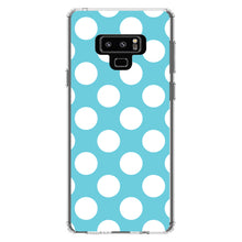 DistinctInk® Clear Shockproof Hybrid Case for Apple iPhone / Samsung Galaxy / Google Pixel - White & Blue Polka Dots