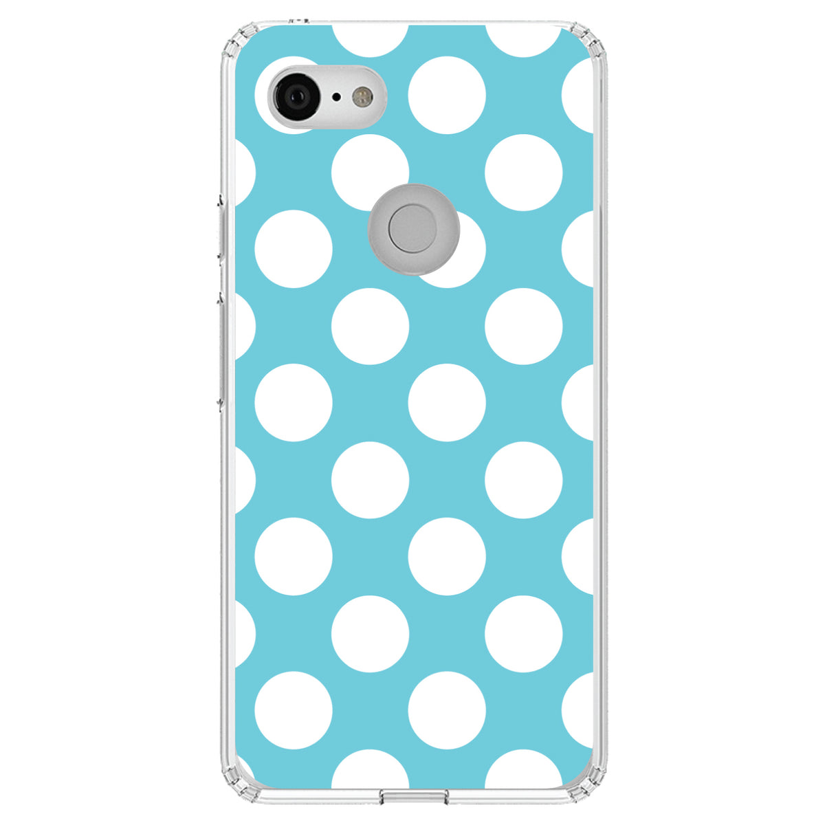 White & Blue Polka Dots Clear Shockproof iPhone Case, view 21