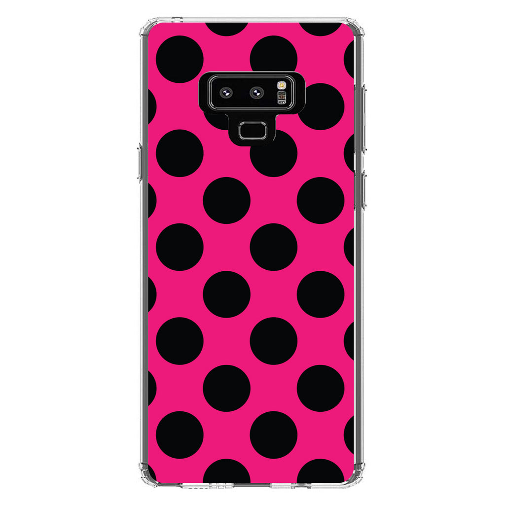 Black & Hot Pink Polka Dots Clear Shockproof iPhone Case, view 11