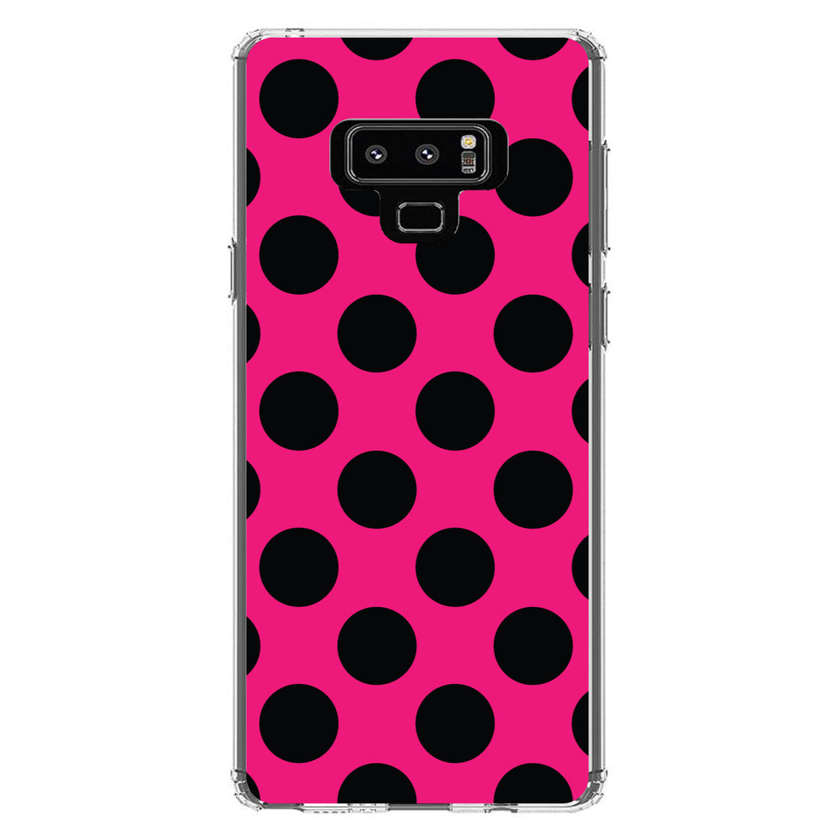 Black & Hot Pink Polka Dots Clear Shockproof iPhone Case, view 11