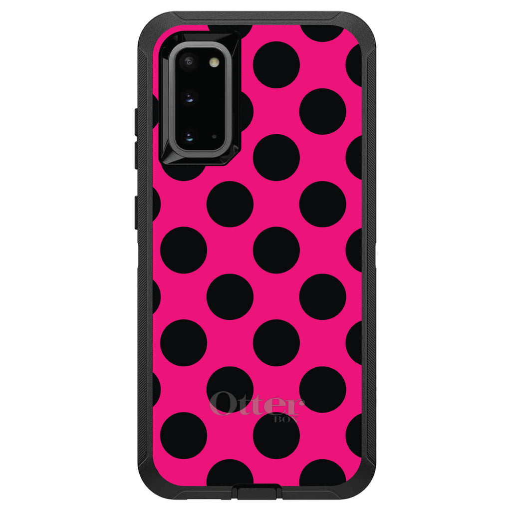 Black & Hot Pink Polka Dots OtterBox Defender Case for iPhone & Galaxy, view 6
