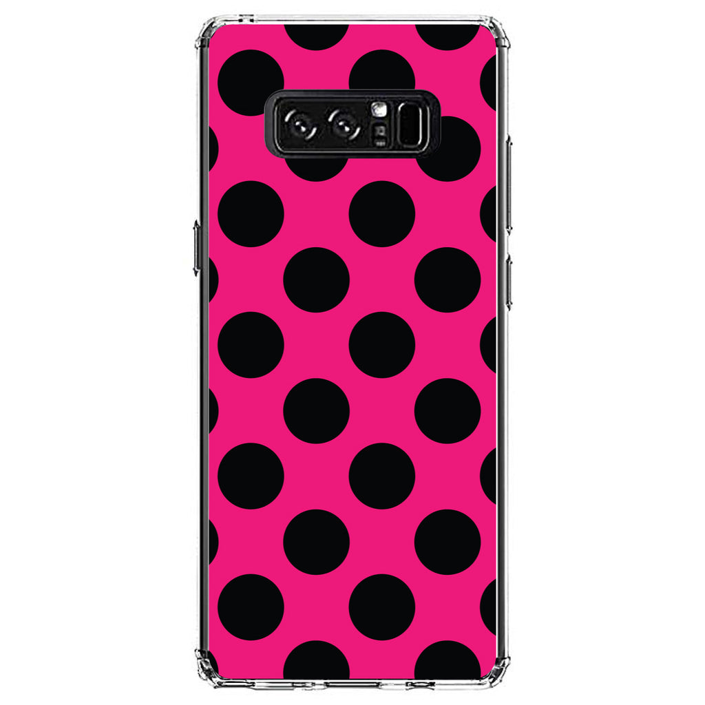 Black & Hot Pink Polka Dots Clear Shockproof iPhone Case, view 12