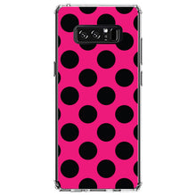 DistinctInk® Clear Shockproof Hybrid Case for Apple iPhone / Samsung Galaxy / Google Pixel - Black & Hot Pink Polka Dots