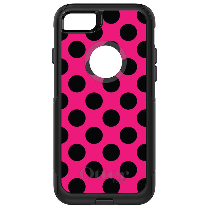 DistinctInk OtterBox Commuter Series Case for Apple iPhone or Samsung Galaxy - Black & Hot Pink Polka Dots