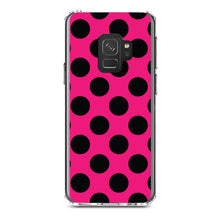 DistinctInk® Clear Shockproof Hybrid Case for Apple iPhone / Samsung Galaxy / Google Pixel - Black & Hot Pink Polka Dots
