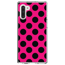 DistinctInk® Clear Shockproof Hybrid Case for Apple iPhone / Samsung Galaxy / Google Pixel - Black & Hot Pink Polka Dots