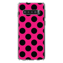 DistinctInk® Clear Shockproof Hybrid Case for Apple iPhone / Samsung Galaxy / Google Pixel - Black & Hot Pink Polka Dots