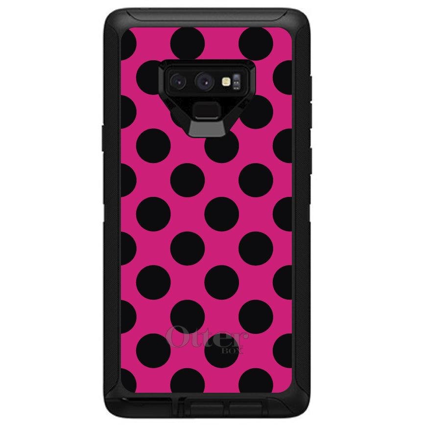 Black & Hot Pink Polka Dots OtterBox Defender Case for iPhone & Galaxy, view 14