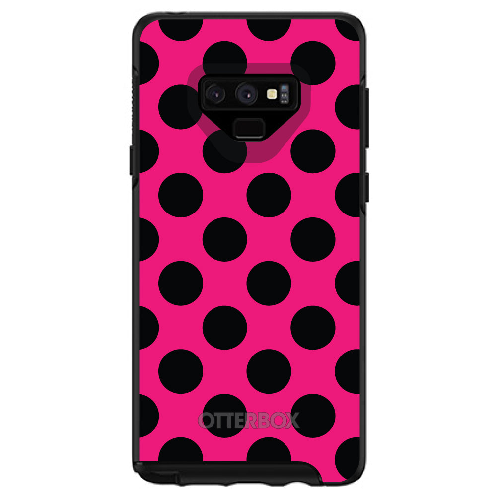 Black & Hot Pink Polka Dots OtterBox Symmetry Case for iPhone & Galaxy, view 13