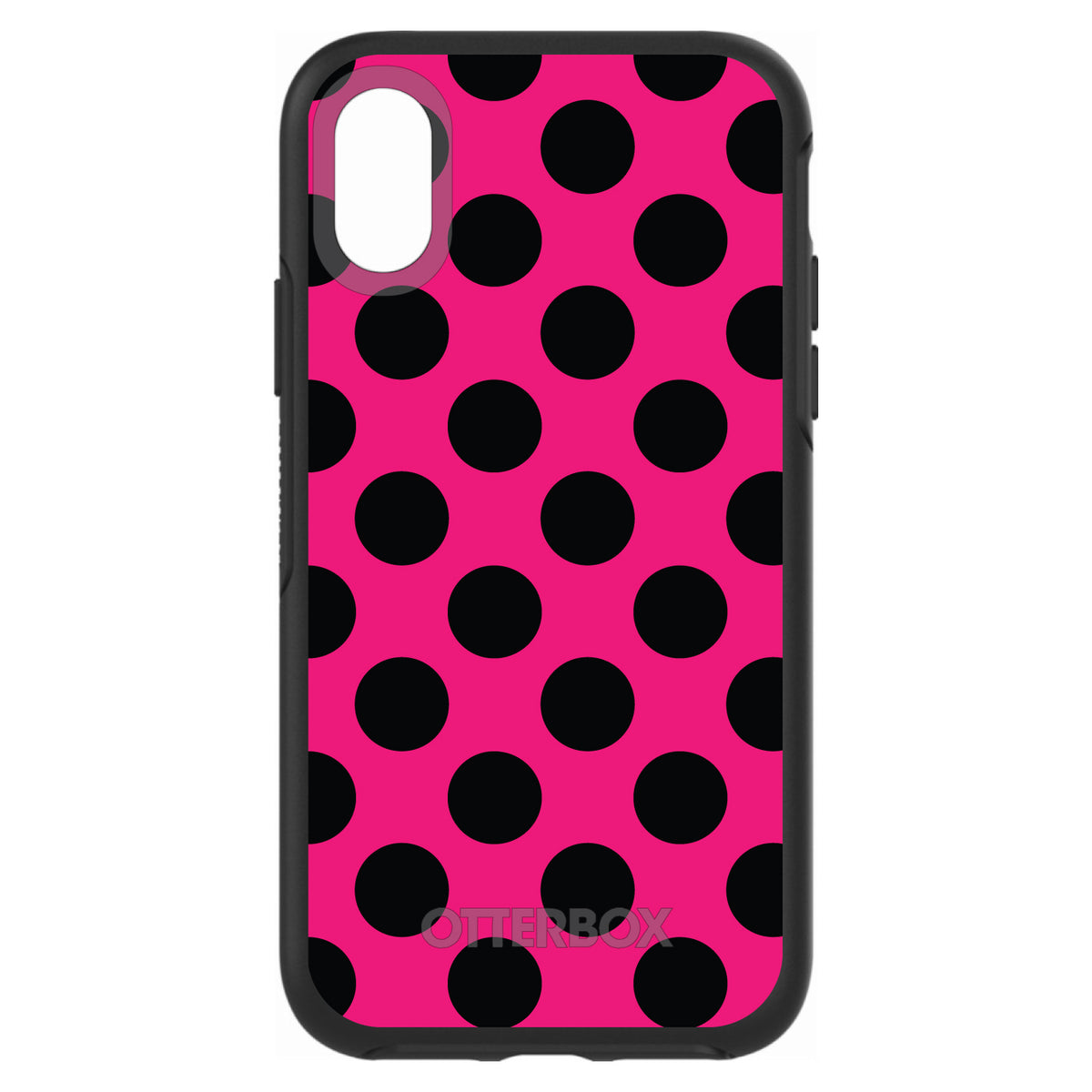 Black & Hot Pink Polka Dots OtterBox Symmetry Case for iPhone & Galaxy, view 4