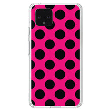 DistinctInk® Clear Shockproof Hybrid Case for Apple iPhone / Samsung Galaxy / Google Pixel - Black & Hot Pink Polka Dots