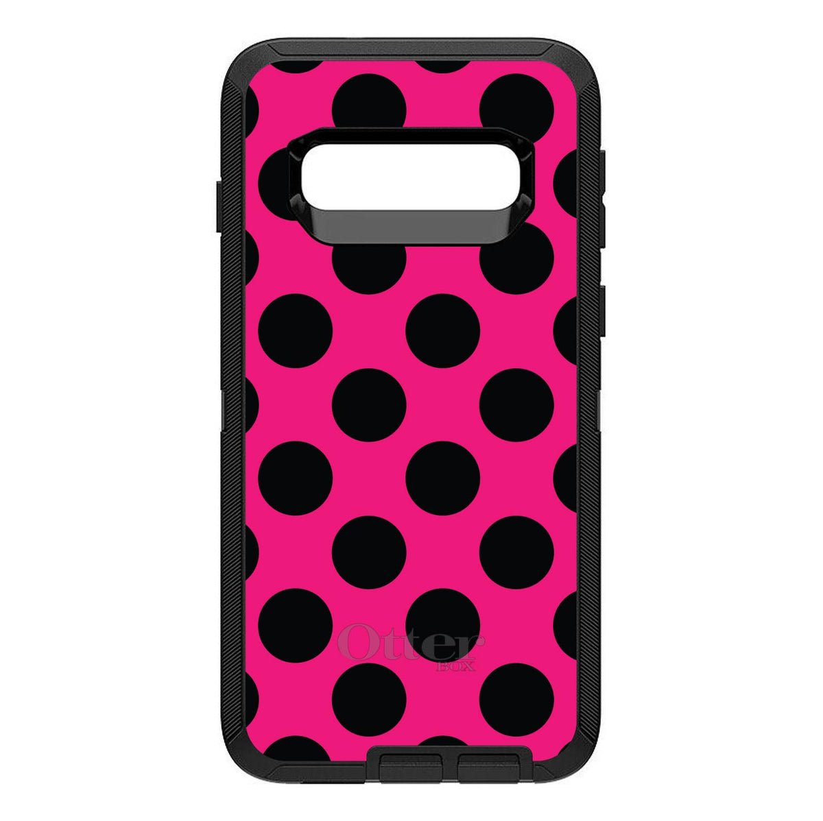 Black & Hot Pink Polka Dots OtterBox Defender Case for iPhone & Galaxy, view 7