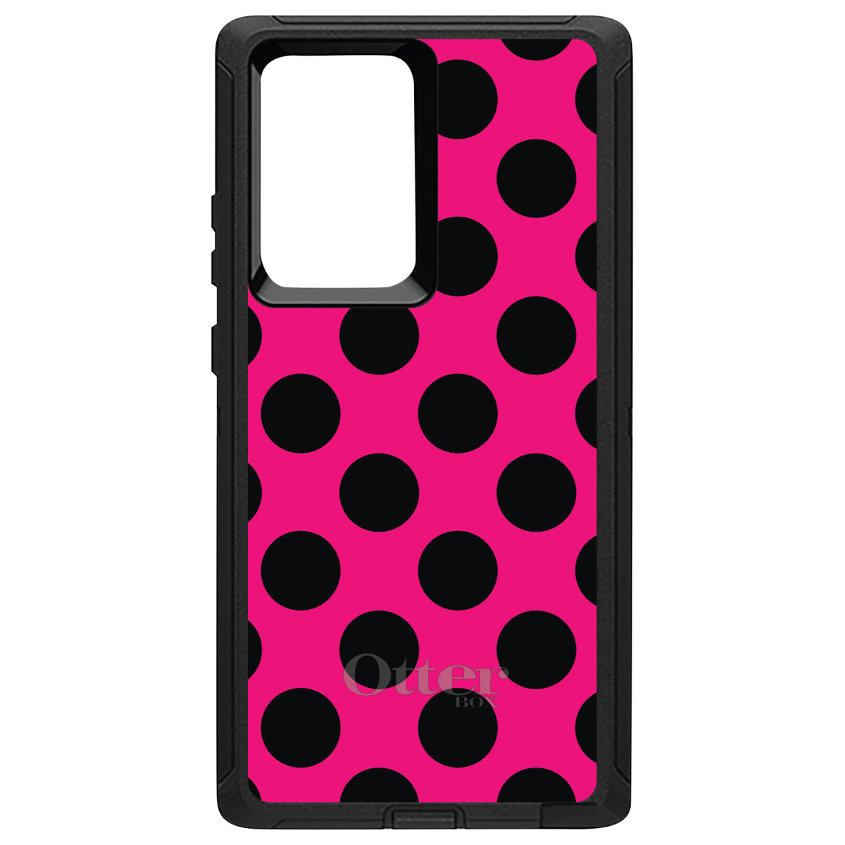 Black & Hot Pink Polka Dots OtterBox Defender Case for iPhone & Galaxy, view 11