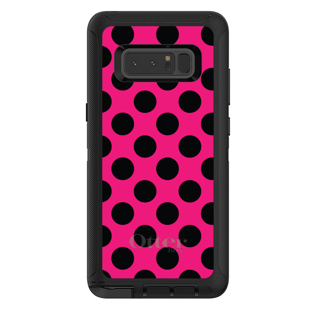 Black & Hot Pink Polka Dots OtterBox Defender Case for iPhone & Galaxy, view 15