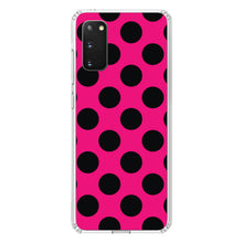DistinctInk® Clear Shockproof Hybrid Case for Apple iPhone / Samsung Galaxy / Google Pixel - Black & Hot Pink Polka Dots