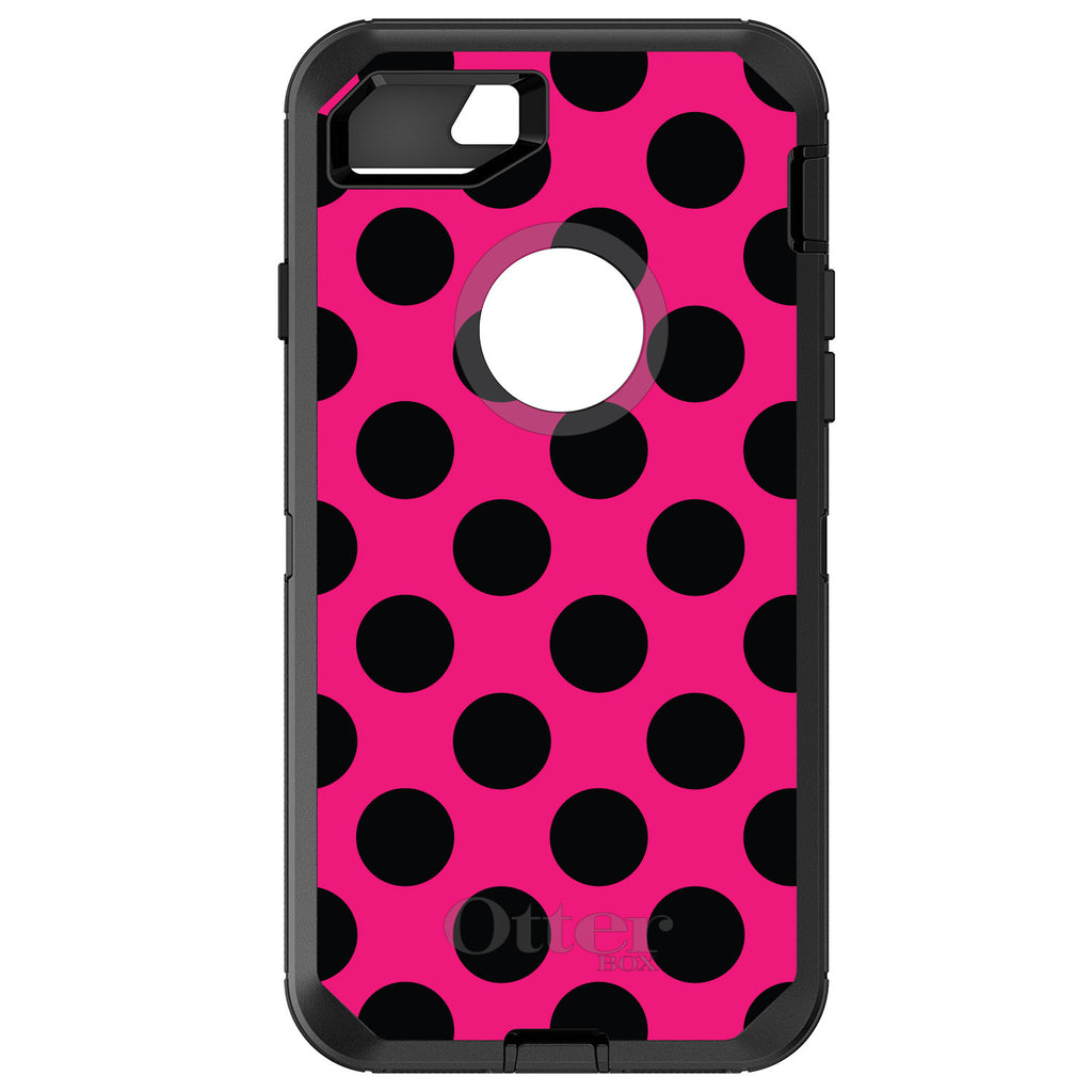 Black & Hot Pink Polka Dots OtterBox Defender Case for iPhone & Galaxy
