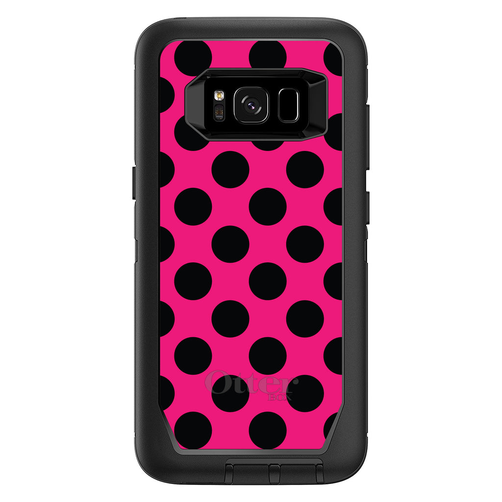 Black & Hot Pink Polka Dots OtterBox Defender Case for iPhone & Galaxy, view 10