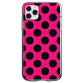 Black & Hot Pink Polka Dots Clear Shockproof iPhone Case