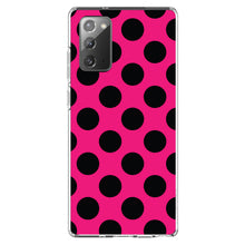DistinctInk® Clear Shockproof Hybrid Case for Apple iPhone / Samsung Galaxy / Google Pixel - Black & Hot Pink Polka Dots