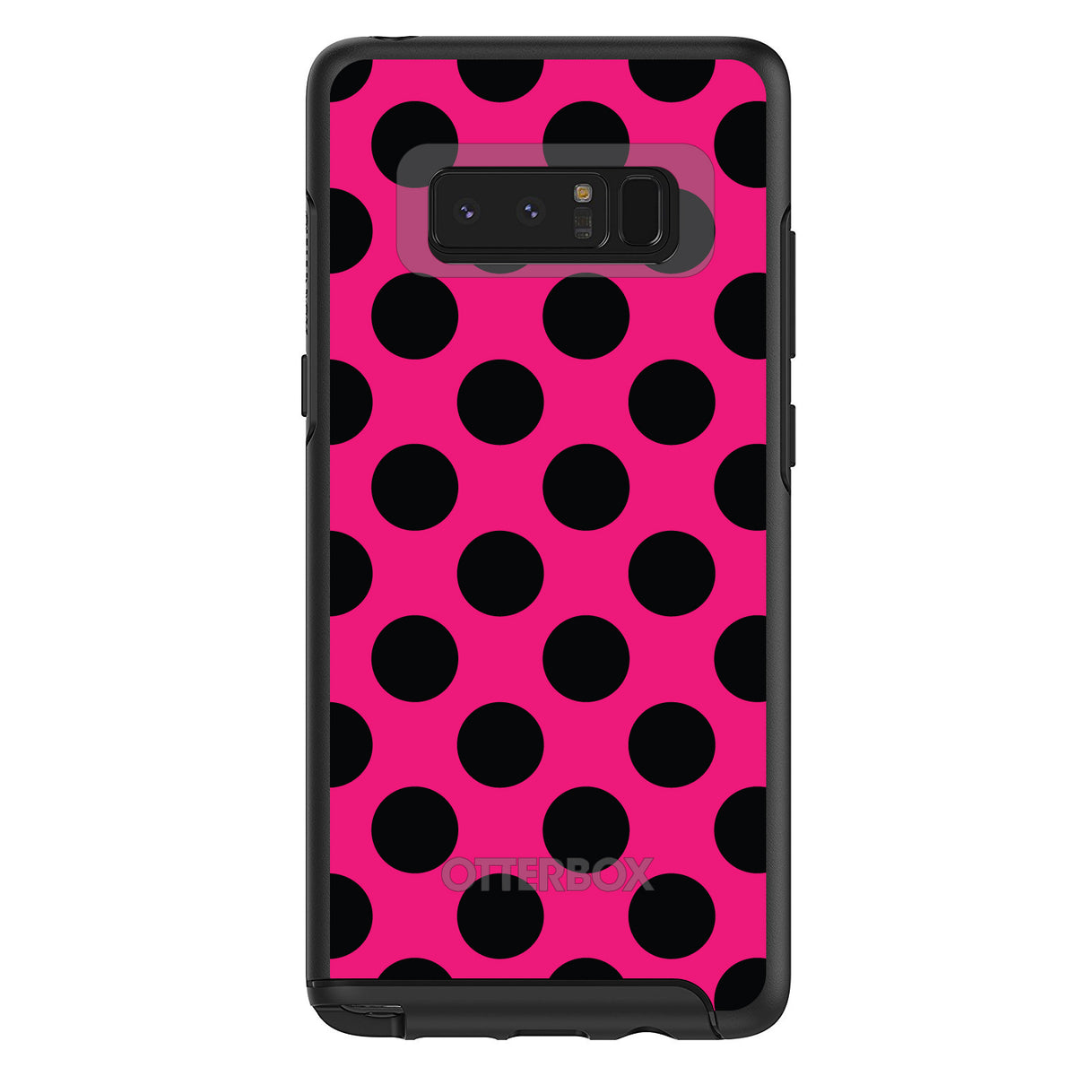 Black & Hot Pink Polka Dots OtterBox Symmetry Case for iPhone & Galaxy, view 14