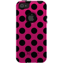 DistinctInk™ OtterBox Commuter Series Case for Apple iPhone or Samsung Galaxy - Black & Hot Pink Polka Dots