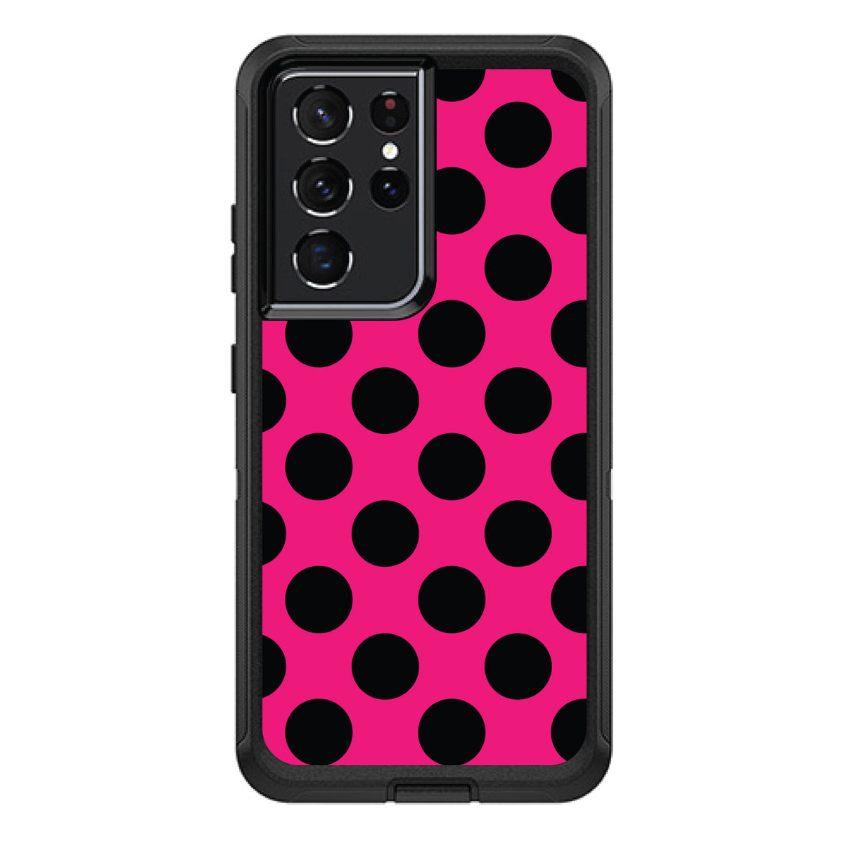 Black & Hot Pink Polka Dots OtterBox Defender Case for iPhone & Galaxy, view 5