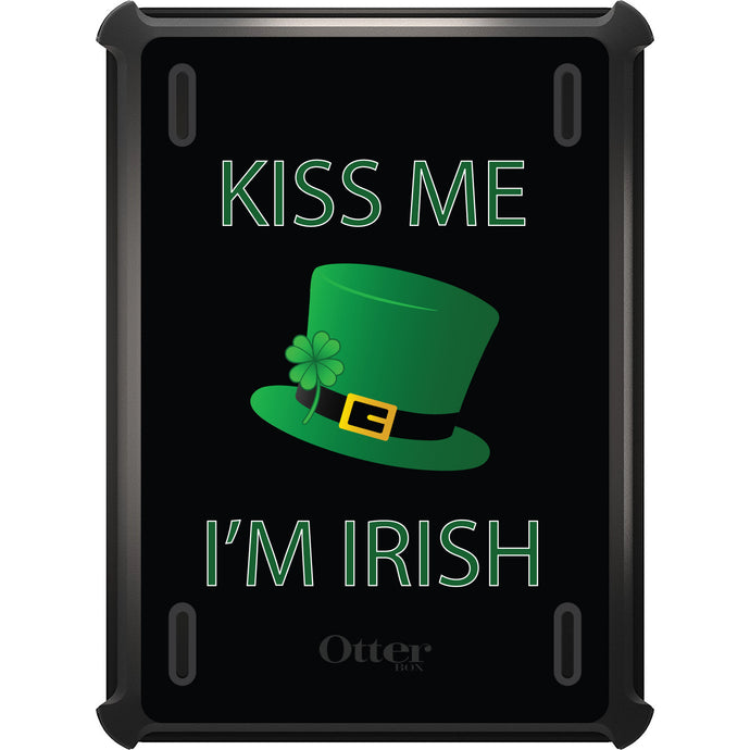 DistinctInk™ OtterBox Defender Series Case for Apple iPad / iPad Pro / iPad Air / iPad Mini - Black Green Kiss Me Im Irish