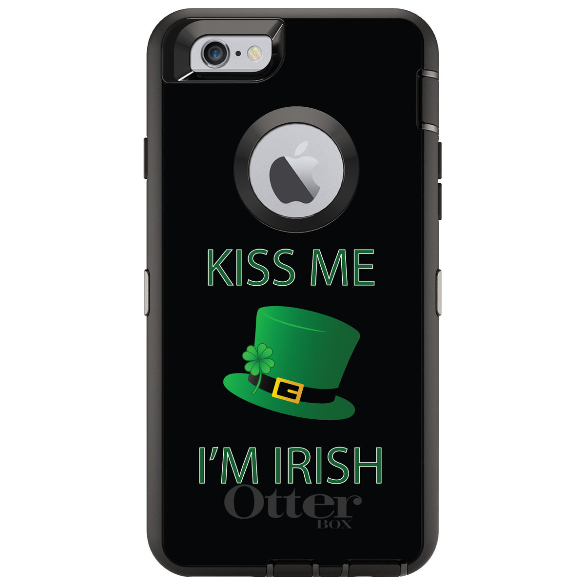 Black Green Kiss Me I'm Irish OtterBox Defender Case for iPhone & Galaxy, view 4