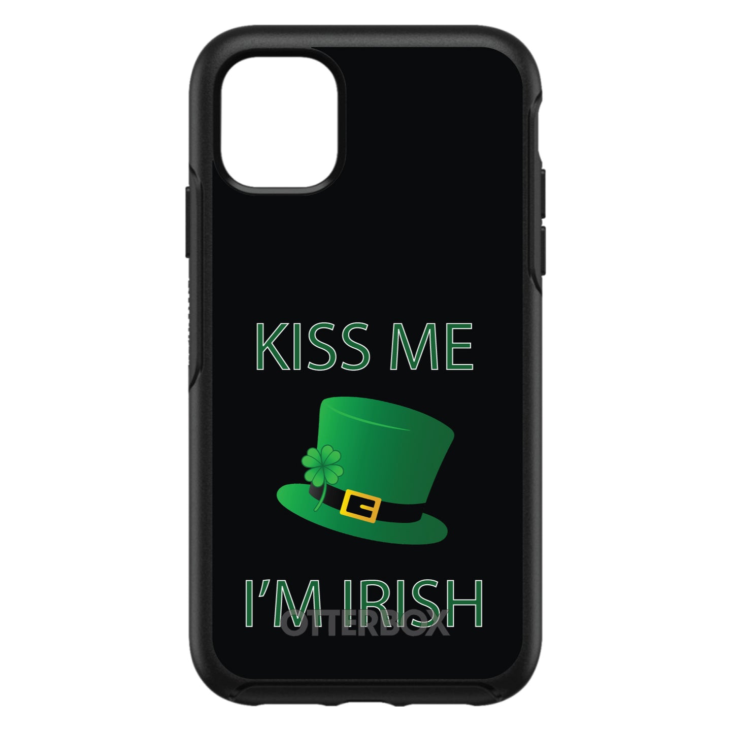 DistinctInk™ OtterBox Symmetry Series Case for Apple iPhone / Samsung Galaxy / Google Pixel - Black Green Kiss Me Im Irish