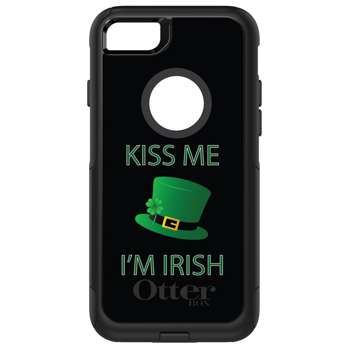 DistinctInk OtterBox Commuter Series Case for Apple iPhone or Samsung Galaxy - Black Green Kiss Me Im Irish