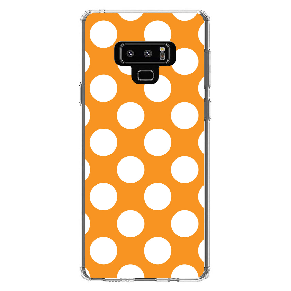 White & Orange Polka Dots Clear Shockproof iPhone Case, view 11