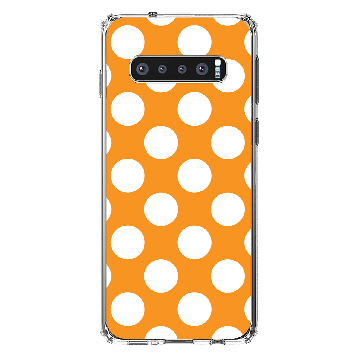 White & Orange Polka Dots Clear Shockproof iPhone Case, view 17