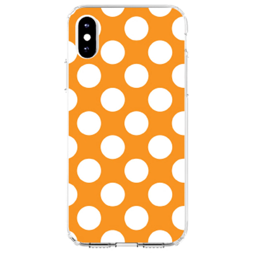 White & Orange Polka Dots Clear Shockproof iPhone Case, view 4
