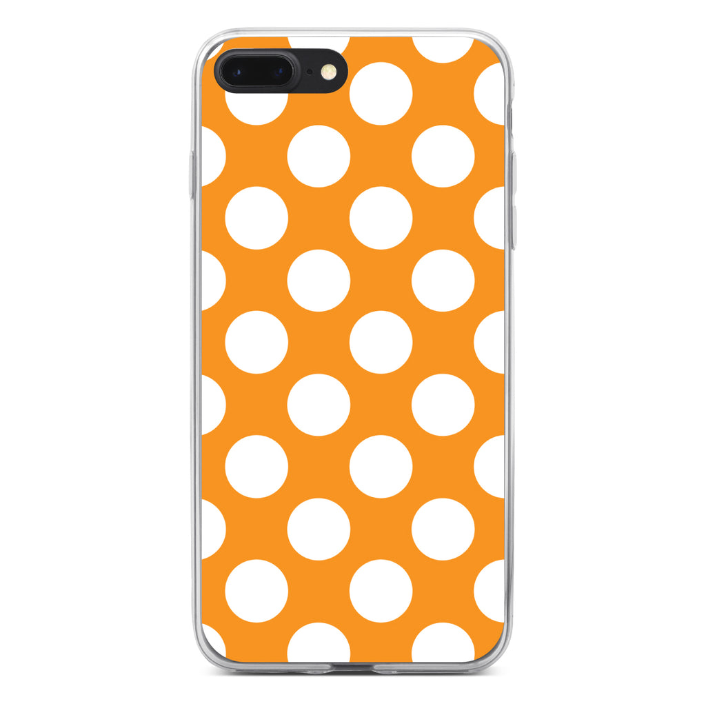 White & Orange Polka Dots Clear Shockproof iPhone Case, view 6