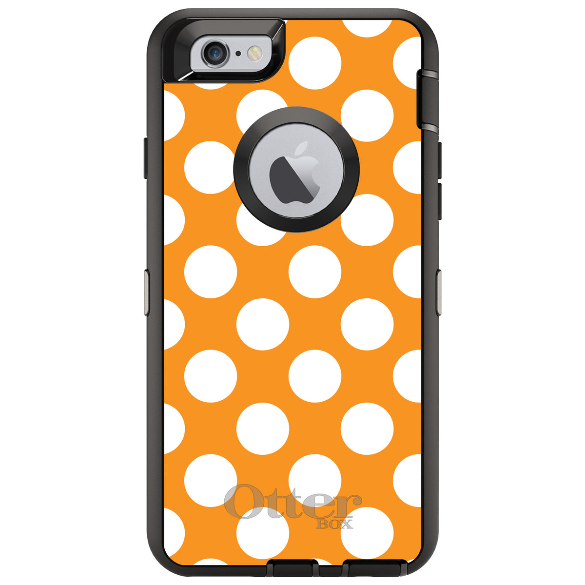 White & Orange Polka Dots OtterBox Defender Case for iPhone & Galaxy, view 4