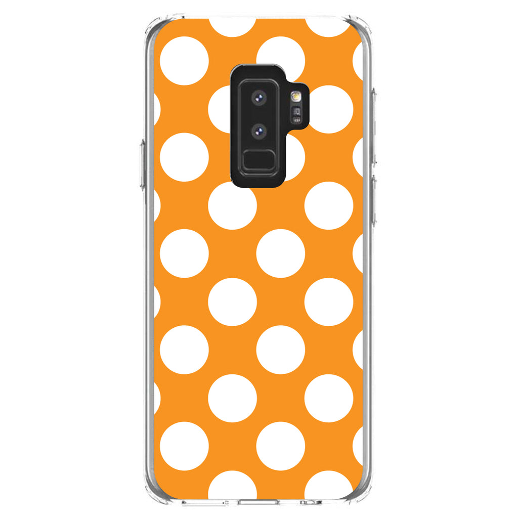 White & Orange Polka Dots Clear Shockproof iPhone Case, view 20