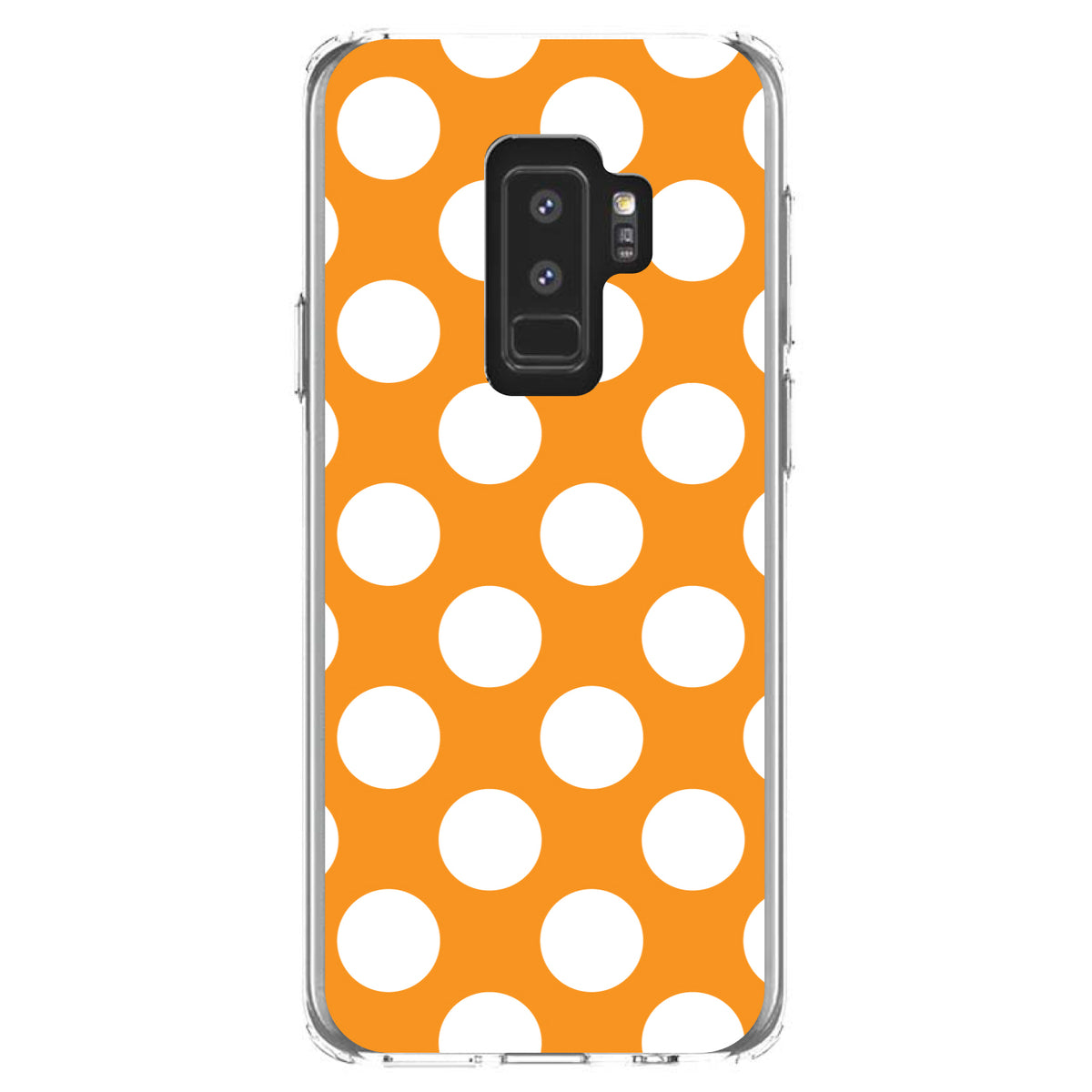 White & Orange Polka Dots Clear Shockproof iPhone Case, view 20